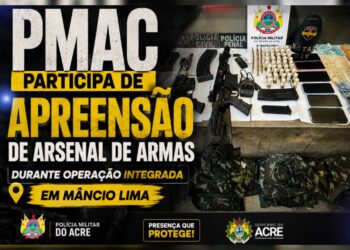 PMAC participa de apreensão de arsenal de armas durante operação integrada em Mâncio Lima