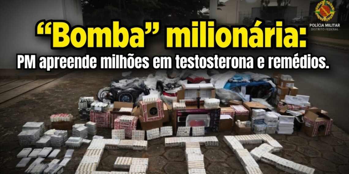 “Bomba” milionária: PM apreende milhões em testosterona e remédios. Veja vídeo