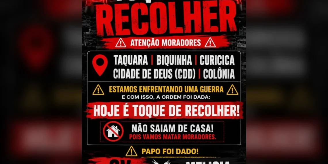 CV ameaça matar moradores e impõe toque de recolher no Rio: “Guerra”