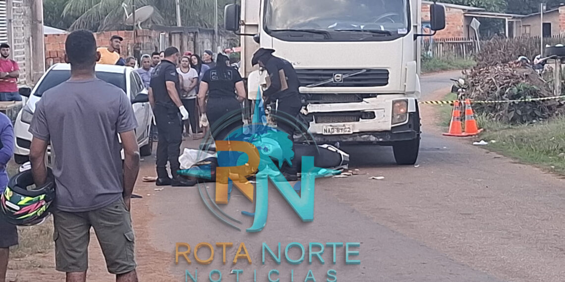 Motociclista morre no local após bater de frente com caminhão no Ramal da Zezé