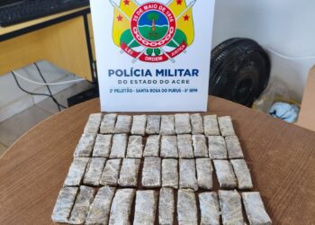 PMAC apreende 47 tabletes de maconha escondidos em sacas de ração durante fiscalização em Santa Rosa do Purus
