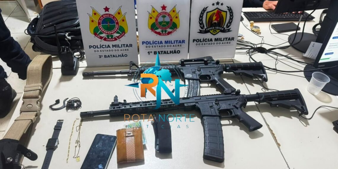 PMAC prende três suspeitos e apreende dois armamentos de calibre 5,56 durante operação em Rio Branco