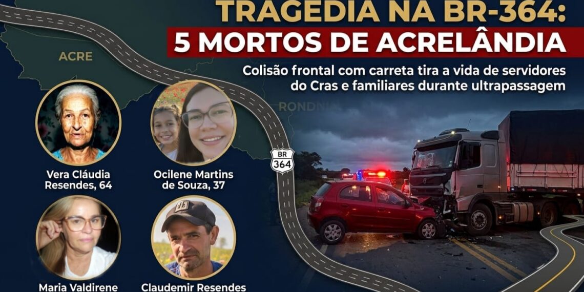 Tragédia na BR-364: Colisão frontal com carreta deixa cinco mortos de Acrelândia