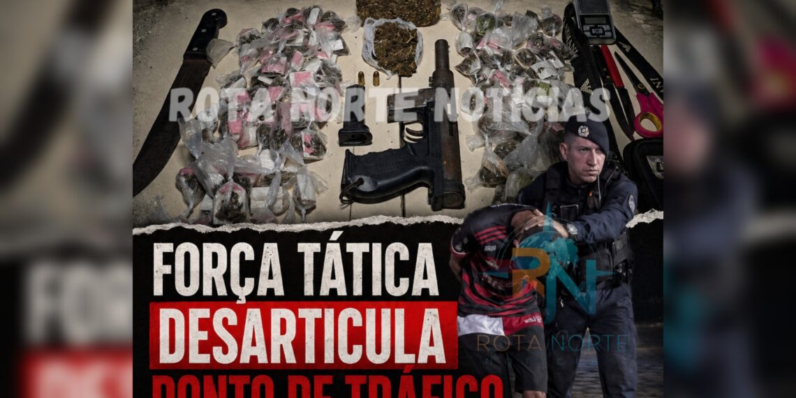 Força Tática desarticula ponto de tráfico e prende suspeito com submetralhadora e drogas no Belo Jardim 2