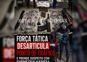 Força Tática desarticula ponto de tráfico e prende suspeito com submetralhadora e drogas no Belo Jardim 2