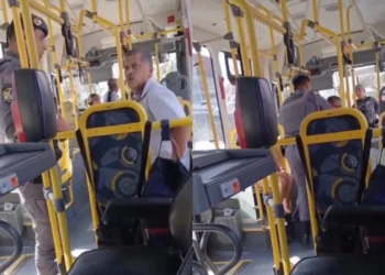 PM arranca à força motorista de ônibus que pediu passagem para viatura.