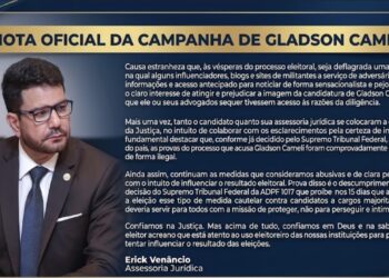 NOTA OFICIAL DA CAMPANHA DE GLADSON CAMELÍ