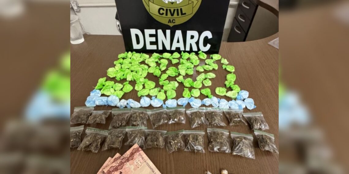 Polícia Civil desarticula ponto de venda de drogas e apreende entorpecentes em Rio Branco