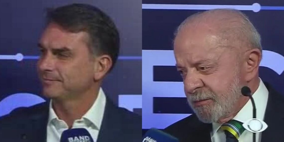 Lula e Flávio Bolsonaro se enfrentam no primeiro debate do segundo turno